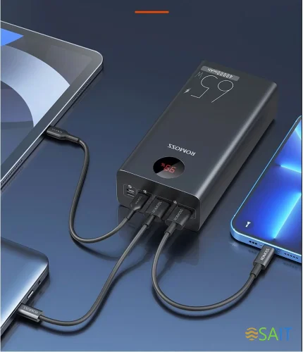 Мобильный аккумулятор Romoss PEA40 Pro 40000mAh QC3.0/PD3.0 65W 3A 2xUSB-A/USB-C черный