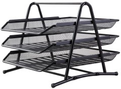 Лоток горизонтальный Deli E9181 для бумаг 350х278х275мм черный металл сетка