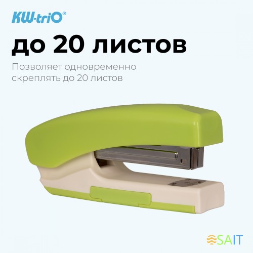 Степлер Kw-Trio 055G9GREEN 24/6 26/6 (20листов) снижение усилия зеленый 100скоб металл коробка