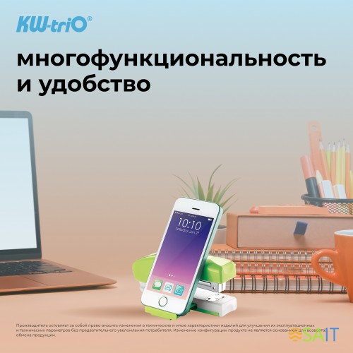 Степлер Kw-Trio 055G9GREEN 24/6 26/6 (20листов) снижение усилия зеленый 100скоб металл коробка