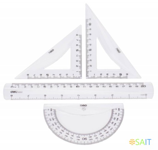 Набор линеек Deli Pioneer EG00412 пластик прозрачный компл.:лин.20см/треуг.2шт/трансп. европодвес