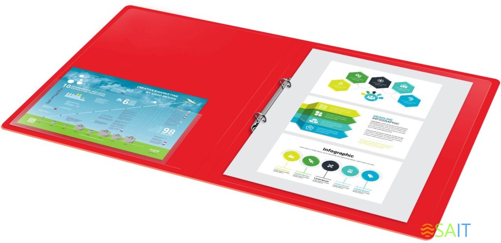 Папка на 2-х кольцах Бюрократ -0818/2RRED A4 пластик 0.7мм кор.18мм внутр. с вставкой красный