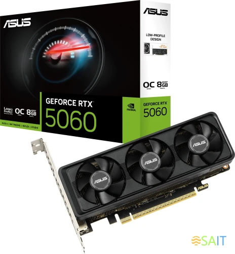 Видеокарта Asus PCI-E 4.0 RTX5060-O8G-LP-BRK NVIDIA GeForce RTX 5060 8Gb 128bit GDDR7 2550/28000 HDMIx1 DPx3 HDCP Ret