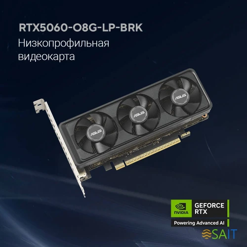 Видеокарта Asus PCI-E 4.0 RTX5060-O8G-LP-BRK NVIDIA GeForce RTX 5060 8Gb 128bit GDDR7 2550/28000 HDMIx1 DPx3 HDCP Ret