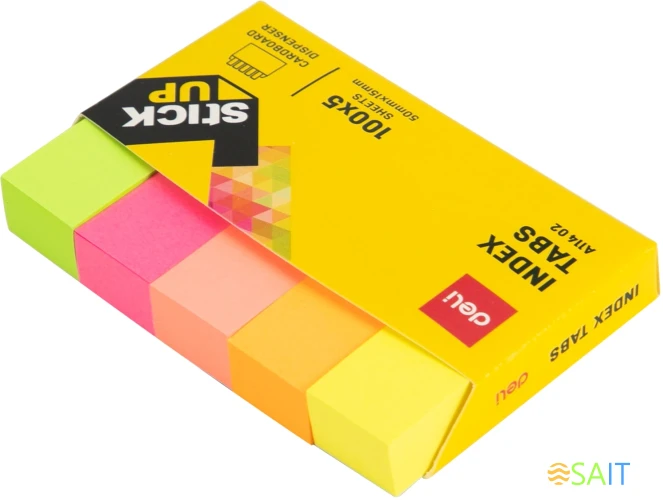 Закладки самокл. бумажные Deli EA11402 50x15мм 5цв.в упак. 100лист европодвес