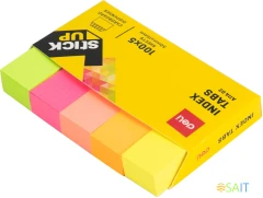 Закладки самокл. бумажные Deli EA11402 50x15мм 5цв.в упак. 100лист европодвес