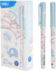 Набор ручек гелев. Deli MiYou (EG15-BL-P) ассорти син. черн. кор.карт. (12шт)