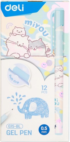 Набор ручек гелев. Deli MiYou (EG15-BL-P) ассорти син. черн. кор.карт. (12шт)