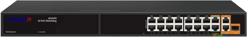 Коммутатор Trassir TR-NS11191S-285-16PoE (L2) 15x100Мбит/с 3x1Гбит/с 1SFP 16PoE 285W неуправляемый