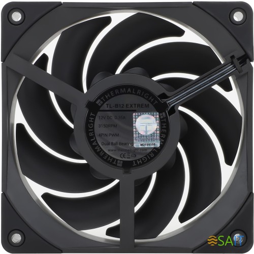 Вентилятор для корпуса Thermalright TL-B12 Extrem 120х120x25.6 черный 4-pin 40.5дБ (TL-B12-EXTREM) Ret