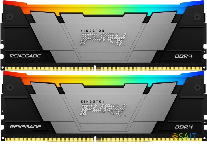 Память DDR4 2x8GB 4600МГц Kingston KF446C19RB2AK2/16 Fury Renegade RGB RTL Gaming PC4-36800 CL19 DIMM 288-pin 1.5В kit single rank с радиатором Ret