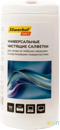 Салфетки Silwerhof DAILY универсальные туба 100шт влажных