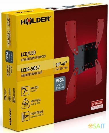 Кронштейн для телевизора Holder LCDS-5057 черный глянец 19"-47" макс.30кг настенный наклон