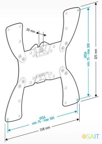 Кронштейн для телевизора Holder LCDS-5057 черный глянец 19"-47" макс.30кг настенный наклон