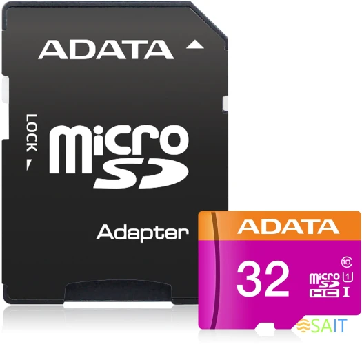 Флеш карта microSDHC 32GB A-Data AUSDH32GUICL10-RA1 + adapter