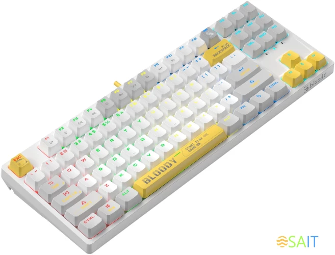 Клавиатура A4Tech Bloody S87 Energy механическая белый/желтый USB for gamer LED (S87 USB ENERGY WHITE)