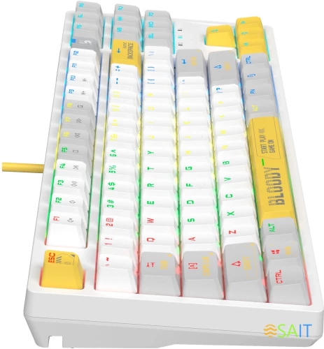 Клавиатура A4Tech Bloody S87 Energy механическая белый/желтый USB for gamer LED (S87 USB ENERGY WHITE)
