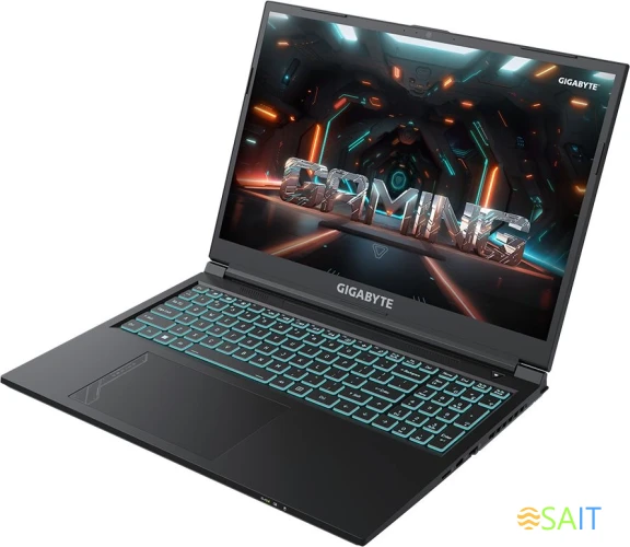 Ноутбук Gigabyte G6 Core i7 12650H 16Gb SSD512Gb NVIDIA GeForce RTX4060 8Gb 16" IPS FHD+ (1920x1200) Free DOS black WiFi BT Cam (KF-G3KZ853SD)