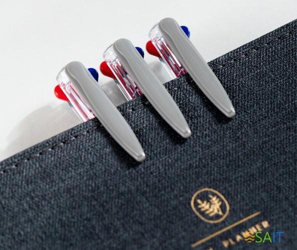 Ручка шариков. автоматическая Deli Arris EQ182 прозрачный/серый d=0.7мм ассор. черн. 4стерж. резин. манжета 4цв.