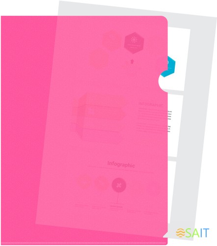 Папка-уголок Бюрократ Double Neon DNECPINK A4 пластик 0.18мм розовый