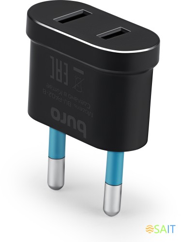 Адаптер-переходник Buro BU-PA02-B (1 розетка) черный (пакет ПЭ)