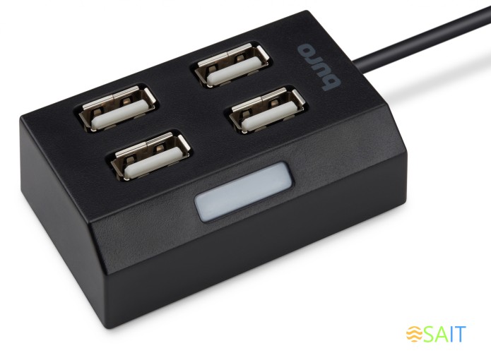Разветвитель USB 2.0 Buro BU-HUB4-U2.0 4порт. черный