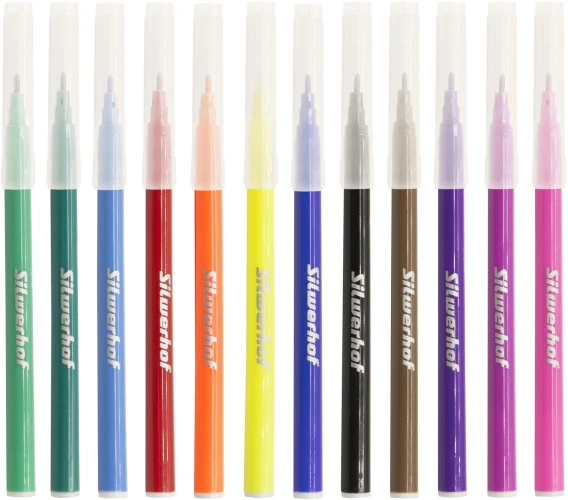 Фломастеры Silwerhof Монстрики 9мм 145мм круг. пулевидный пиш. наконечник Вентилируемый 12цв. пакет с европодвесом