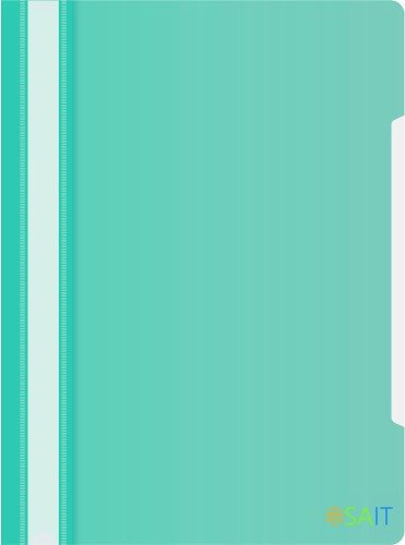 Папка-скоросшиватель Бюрократ Pastel -PSLAST/GRN A4 прозрач.верх.лист пластик мятный 0.14/0.18