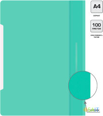 Папка-скоросшиватель Бюрократ Pastel -PSLAST/GRN A4 прозрач.верх.лист пластик мятный 0.14/0.18