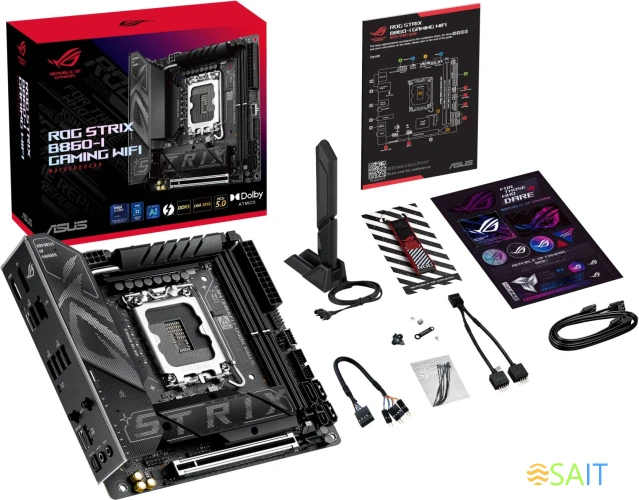 Материнская плата Asus ROG STRIX B860-I GAMING WIFI Soc-1851 Intel B860 2xDDR5 mini-ITX AC`97 8ch(7.1) 2.5Gg RAID+HDMI+DP