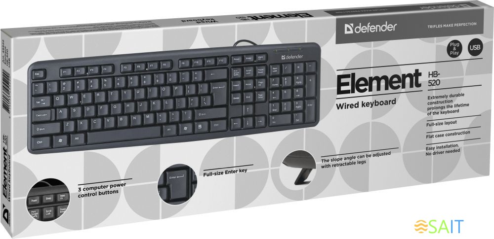 Клавиатура Defender Element HB-520 черный USB