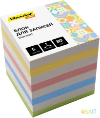 Блок для записей бумажный Silwerhof Daily Стандарт 90x90x90мм 80г/м2 ассорти 5цв.в упак.