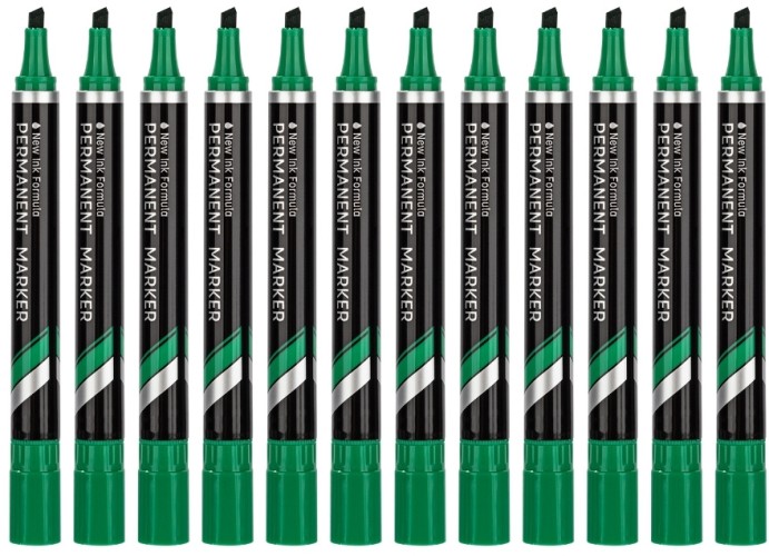 Набор маркеров перманентных Deli EU10150-P Think скошенный пиш. наконечник 1.5-5мм зеленый коробка картонная (12шт.)