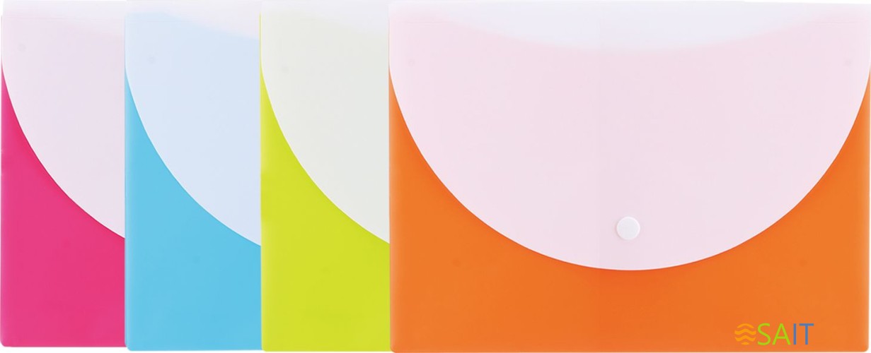 Конверт на кнопке Deli E38978 A5 гориз. расшир. полипропилен 0.18мм ассорти