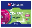 Диск CD-RW Verbatim 700Mb 12x Slim case (5шт) Color (43167)