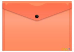 Конверт на кнопке Бюрократ Double Neon DNEPK804A5OR A5 гориз. пластик 0.15мм оранжевый