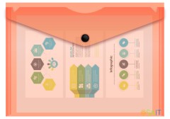 Конверт на кнопке Бюрократ Double Neon DNEPK804A5OR A5 гориз. пластик 0.15мм оранжевый