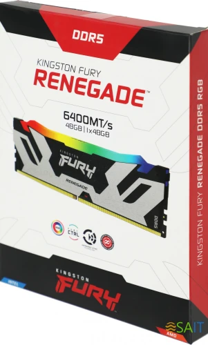 Память DDR5 48GB 6400MHz Kingston KF564C32RSA-48 Fury Renegade XMP RGB RTL Gaming PC5-51200 CL32 DIMM 288-pin 1.4В dual rank с радиатором Ret