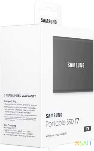 Накопитель SSD Samsung USB-C 1Tb MU-PC1T0T/WW T7 1.8" черный