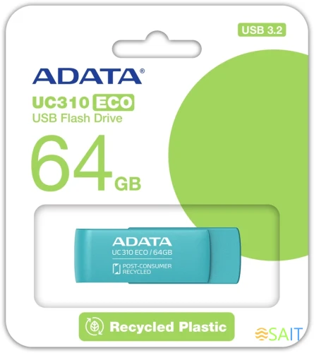 Флеш Диск A-Data 64GB UC310E UC310E-64G-RGN USB3.2 зеленый