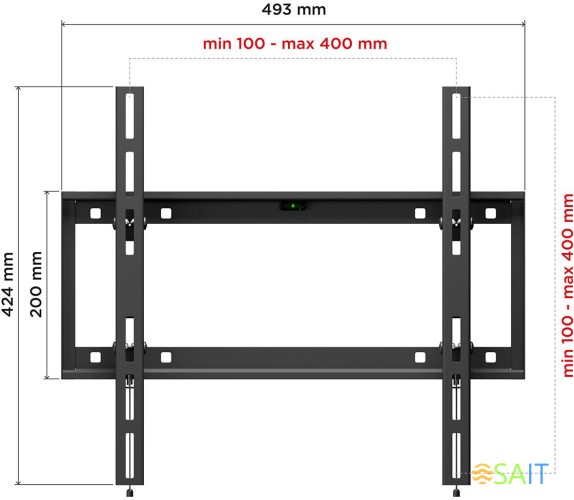 Кронштейн для телевизора Holder LCD-T4609 черный 32"-65" макс.60кг настенный наклон