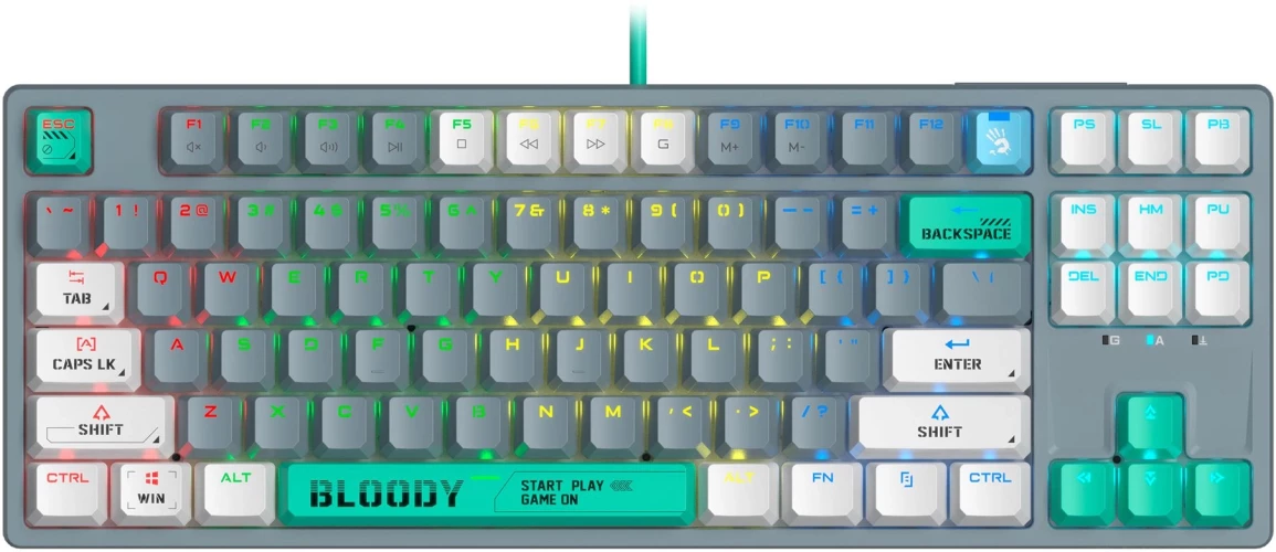 Клавиатура A4Tech Bloody S87 Energy механическая серый/зеленый USB for gamer LED (S87 USB ENERGY ASH)