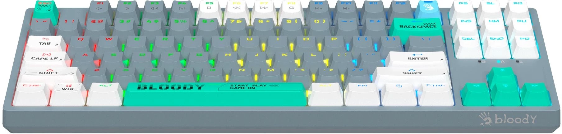 Клавиатура A4Tech Bloody S87 Energy механическая серый/зеленый USB for gamer LED (S87 USB ENERGY ASH)