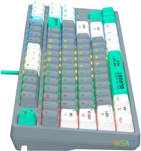 Клавиатура A4Tech Bloody S87 Energy механическая серый/зеленый USB for gamer LED (S87 USB ENERGY ASH)