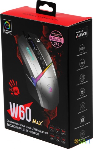 Мышь A4Tech Bloody W60 Max Gun серый/черный оптическая 10000dpi USB 10but