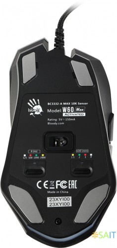 Мышь A4Tech Bloody W60 Max Gun серый/черный оптическая 10000dpi USB 10but
