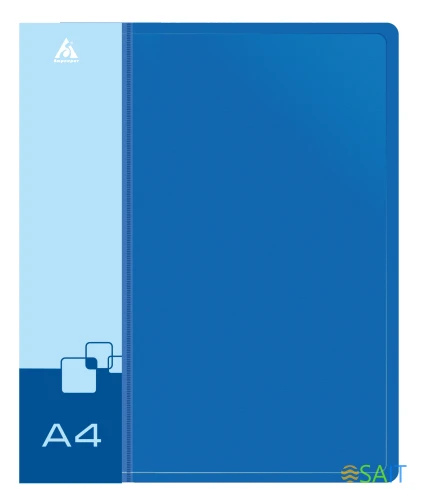 Папка на 4-х кольцах Бюрократ -0827/4RBLU A4 пластик 0.7мм кор.27мм внутр. с вставкой синий