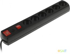 Сетевой фильтр Most LR 1.7м (6 розеток) черный (коробка)