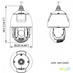 Камера видеонаблюдения IP Hikvision DS-2DE7A225IW-AEB(T5) 4.8-120мм цв. корп.:белый