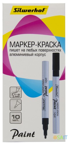 Маркер лаковый Silwerhof Paint пулевидный пиш. наконечник 1-2мм металический корпус черный